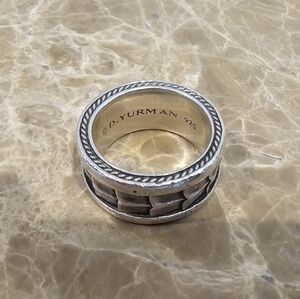 David Yurman Silver Band with Rope Detail